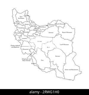 Iran country simplified map. Black broken outline contour on white ...