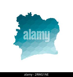 Vector isolated illustration icon with simplified blue silhouette of Ivory Coast (Côte d'Ivoire) map. Polygonal geometric style. White background. Stock Vector