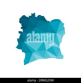 Vector isolated illustration icon with simplified blue silhouette of Ivory Coast (Cote D'ivore) map. Polygonal geometric style, triangular shapes. Whi Stock Vector