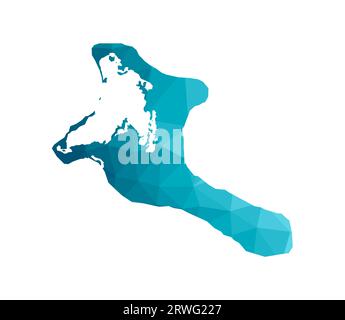Vector isolated illustration icon with simplified blue silhouette of Kiribati map. Polygonal geometric style, triangular shapes. White background. Stock Vector
