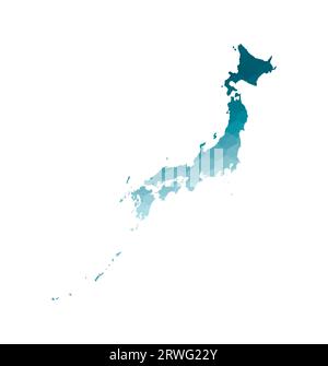 Vector isolated illustration icon with simplified blue silhouette of Japan map. Polygonal geometric style. White background. Stock Vector