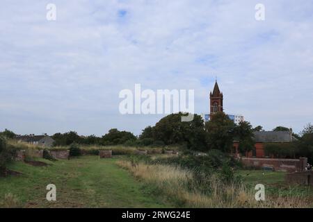 Gosport, England. September 16th 2023. Trinity Church viewed from high ground in the bastion: Gosport's Bastion Number 1 was part of an elaborate earthwork fortification known as the Gosport Lines. The Lines were built between the 17th and 19th centuries and surrounded the town and harbour. They were part of an overall defence mechanism for the Portsmouth area. Stock Photo