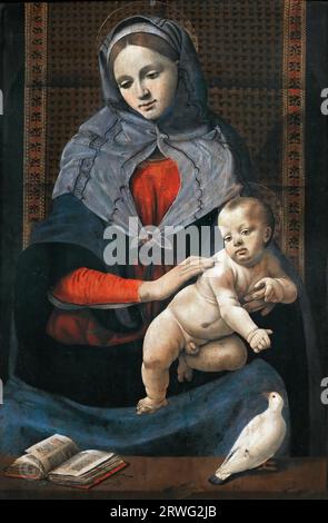 Piero di Cosimo (1462-1521) -- Madonna and Child with a Dove 1490th Stock Photo