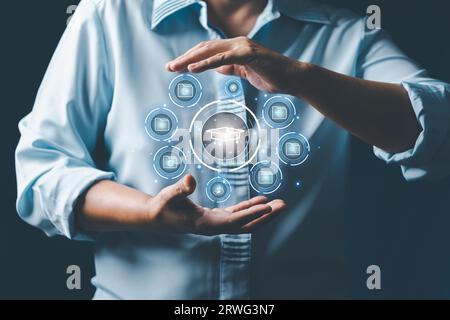 EdTech Education technology distance learning online concept. Online education training and e-learning webinar on internet for personal development an Stock Photo