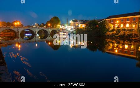 Welsh Bridge over the river Severn, Shrewsbury in September 2023. Stock Photo