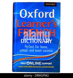 Oxford Learner's French Dictionary. Book cover, white background, studio setup Stock Photo