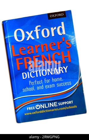 Oxford Learner's French Dictionary. Book cover, white background, studio setup Stock Photo