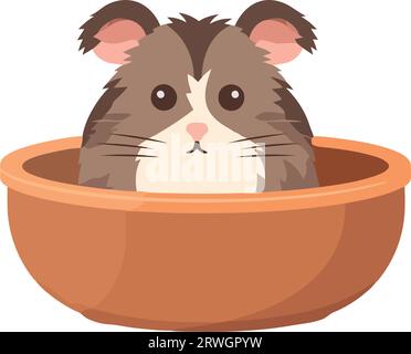 mouse sitting on red bowl Stock Vector