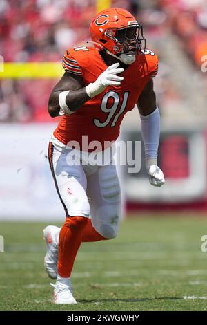 Chicago Bears defensive end Yannick Ngakoue looks at the scoreboard in an NFL  preseason football game against the Tennessee Titans Saturday, August 12,  2023, in Chicago. (AP Photo/Charles Rex Arbogast Stock Photo 