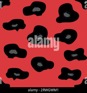 Trendy floral seamless pattern inspired by Matisse, red poppies, black floral pattern Stock Vector