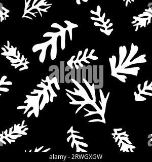 Trendy floral seamless pattern inspired by Matisse, black and white floral pattern. Stock Vector