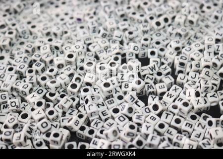abstract image of white dice, cubes with letters Stock Photo