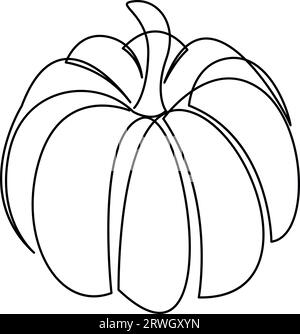 Pumpkin continuous one line drawing and minimalist style isolate ...