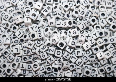 a to z alphabet letters on white dice/cubes abstract image Stock Photo