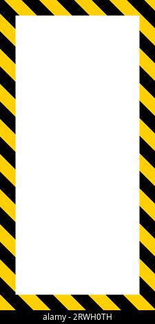 Vertical banner frame, diagonal yellow black stripes, striped rectangular warning Stock Vector