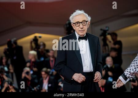 VENICE, ITALY - SEPTEMBER 04:  Woody Allen attends a red carpet for the movie 'Coup De Chance' at the 80th Venice International Film Festival on Septe Stock Photo