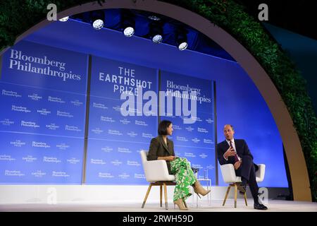 New York, United States. 19th Sep, 2023. Britain's Prince William, Prince of Wales, speaks as he attends the Earthshot Prize Innovation Summit in New York, U.S., September 19, 2023. REUTERS/Shannon Stapleton/Pool Credit: Sipa USA/Alamy Live News Stock Photo