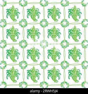 Abstract seamless pattern with silhouettes flowers in black and white. Floral repeating monochrome background. Endless print texture. Fabric design. Stock Vector