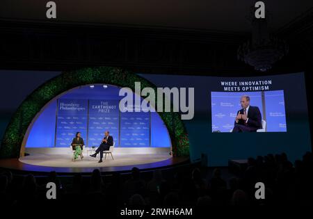 New York, U.S., September 19, 2023. New York, United States. 19th Sep, 2023. Britain's Prince William, Prince of Wales, speaks during the Earthshot Prize Innovation Summit in New York, U.S., September 19, 2023. REUTERS/Shannon Stapleton/Pool Credit: Abaca Press/Alamy Live News Stock Photo