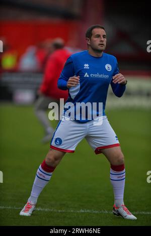 Hartlepool United's Mani Dieseruvwe during the Vanarama National League  match between Altrincham and Hartlepool United at Moss Lane, Altrincham on  Tuesday 19th September 2023. (Photo: Scott Llewellyn