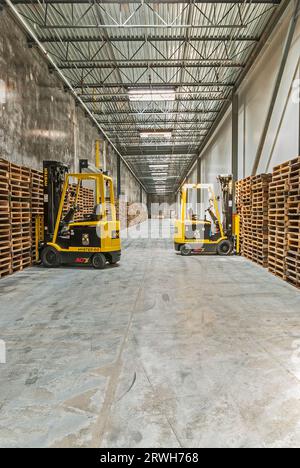 Loading dock in a newly constructed industrial refrigeration (cold-storage) facility loading dock. Stock Photo