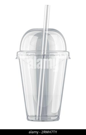 Plastic clear cup with dome lid isolated on white Stock Photo - Alamy