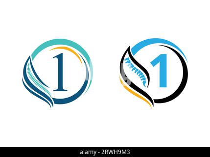 Letter 1 with Spine Orthopedic logo. for orthopedic business and company identity Stock Vector