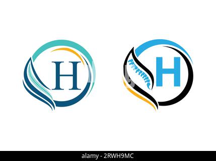 Letter H with Spine Orthopedic logo. for orthopedic business and company identity Stock Vector