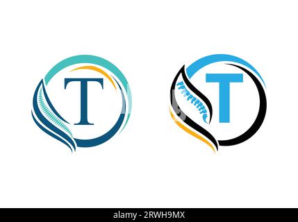 Letter T with Spine Orthopedic logo. for orthopedic business and company identity Stock Vector