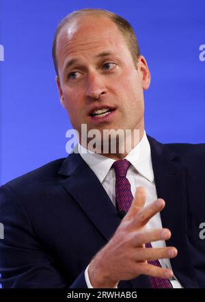 New York, U.S., September 19, 2023. New York, United States. 19th Sep, 2023. Britain's Prince William, Prince of Wales, speaks as he attends the Earthshot Prize Innovation Summit in New York, U.S., September 19, 2023. REUTERS/Shannon Stapleton/Pool Credit: Abaca Press/Alamy Live News Stock Photo