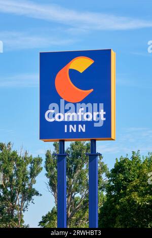 Comfort Inn is part of the Choice Hotels International Group.  The hotel markets itself as a midscale option for families, travellers and senior citiz Stock Photo