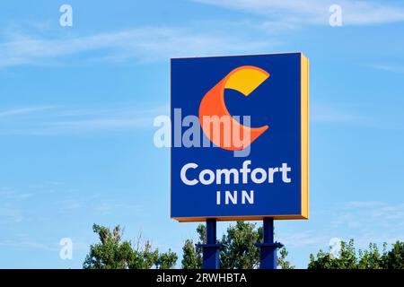 Comfort Inn is part of the Choice Hotels International Group.  The hotel markets itself as a midscale option for families, travellers and senior citiz Stock Photo