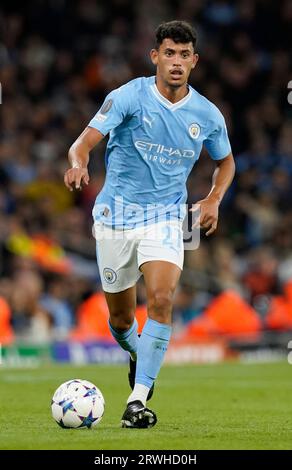 MANCHESTER, UK. 19th Sep, 2023. Matheus Nunes of Manchester City during the UEFA Champions League match at the Etihad Stadium, Manchester. Picture credit should read: Andrew Yates/Sportimage Credit: Sportimage Ltd/Alamy Live News Stock Photo