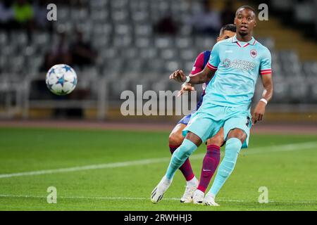 Barcelona, Spain. 19th Sep, 2023. Michel-Ange Balikwisha of Royal Antwerp FC during the UEFA Champions League match, Group H, between FC Barcelona and Royal Antwerp FC played at Lluis Companys Stadium on September 19, 2023 in Barcelona, Spain. (Photo by Bagu Blanco/PRESSINPHOTO) Credit: PRESSINPHOTO SPORTS AGENCY/Alamy Live News Stock Photo