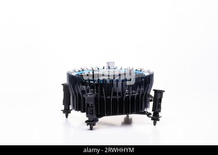 Computer CPU cooler with cooling fins and fan Stock Photo