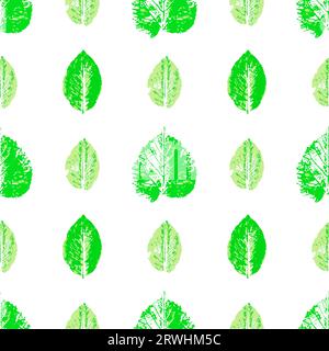 Print for cloth design. Ink messy drops green leaves vector illustration. Seamless pattern for textile Stock Vector