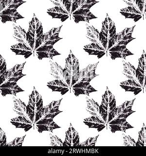 Print for cloth design. Ink messy drops leaves vector illustration. Seamless pattern for textile, fabric, wrapping paper Stock Vector