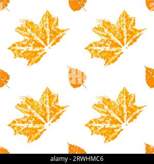 Texture of orange autumn leaves. Cute autumn seamless pattern. Print for cloth design, textile, fabric, wallpaper Stock Vector
