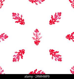 Ink messy drops red leaves vector illustration. Print for cloth design. Autumn seamless pattern for textile, fabric, wrapping paper Stock Vector
