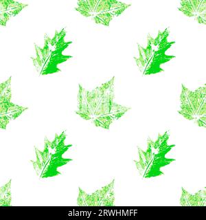 Texture of green leaves with acrylic paint. Cute seamless pattern. Print for cloth design, textile, fabric, wallpaper Stock Vector