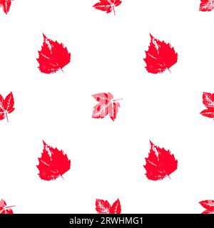 Texture of orange leaves with acrylic paint. Cute seamless pattern. Print for cloth design, textile Stock Vector