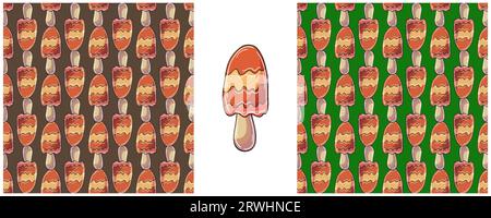 Red Fairy mushroom. Illustration in hand draw style. Set Seamless pattern for kitchen, restaurant Stock Vector