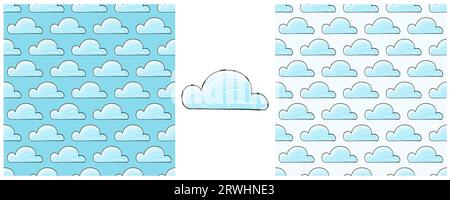 Seamless pattern with clouds. Set Illustration in hand draw style. Can be used for fabric Stock Vector