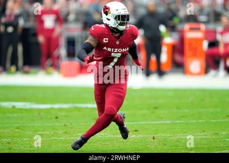 Arizona Cardinals linebacker Kyzir White paces the sideline during the  first half of an NFL football game against the New York Giants Sunday,  Sept. 17, 2023, in Glendale, Ariz. (AP Photo/Ross D.