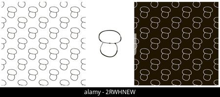 Seamless pattern with forest mushrooms. Chanterelles. Monochrome Set Illustration hand draw style Stock Vector