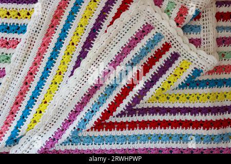Crochet, handmade, sample knitted fabric. Stock Photo