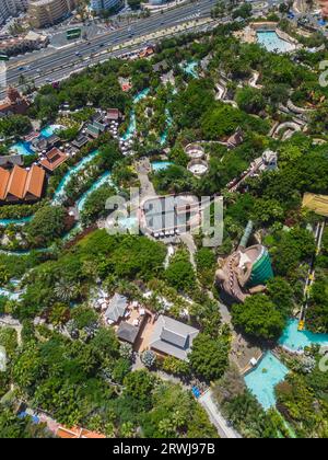 green touristic jungle aquapark Siam Park, Costa Adeje, Tenerife, Canary island Stock Photo