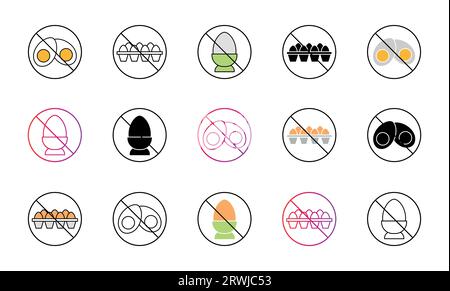No eggs Icon Set Vector Illustration Stock Vector