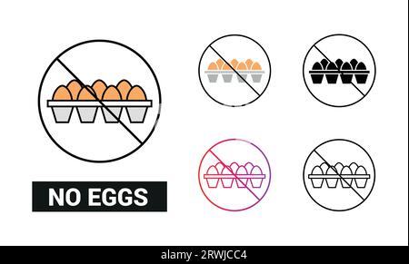 No eggs Icon Set Vector Illustration Stock Vector