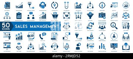 Sales management line icons set. Management icon collection. Vector illustrator Stock Vector